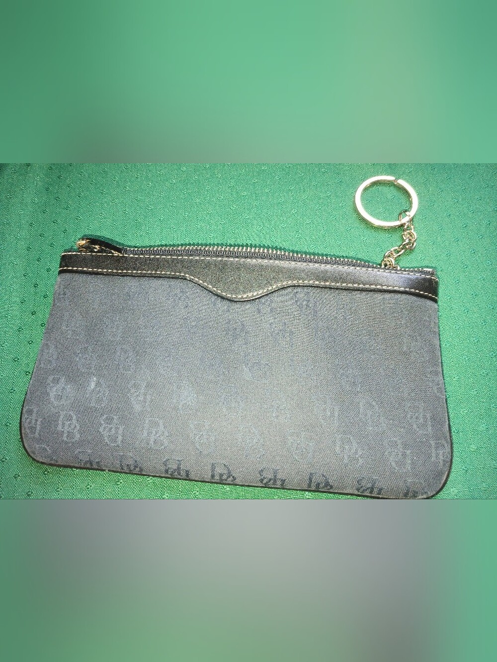 Dooney & Burke DARK GREY Wristlet...VINTAGE signature DB logo. Zip Closure